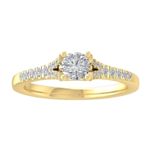 ARAIYA FINE JEWELRY 10K Yellow Gold Diamond Engagement Ring (3/4 cttw, I-J Color, I2-I3 Clarity) Size 6