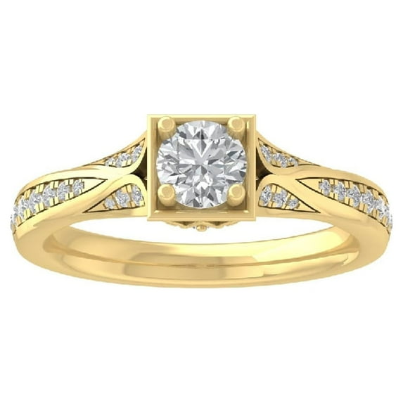 ARAIYA FINE JEWELRY 10K Yellow Gold Diamond Engagement Ring (7/8 cttw, I-J Color, I2-I3 Clarity) Size 5.5