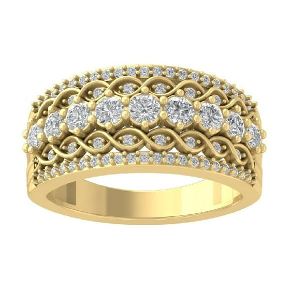 ARAIYA FINE JEWELRY 10K Yellow Gold Diamond Fashion Band Ring (1 cttw, I-J Color, I2-I3 Clarity) Size 10