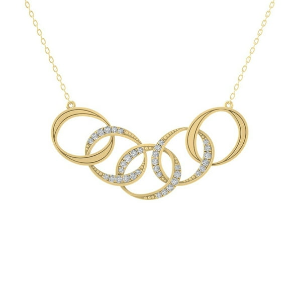 ARAIYA FINE JEWELRY 10K Yellow Gold Diamond Fashion Pendant with Gold Plated Silver Cable Chain Necklace (1/4 cttw, I-J Color, I2-I3 Clarity) 18"