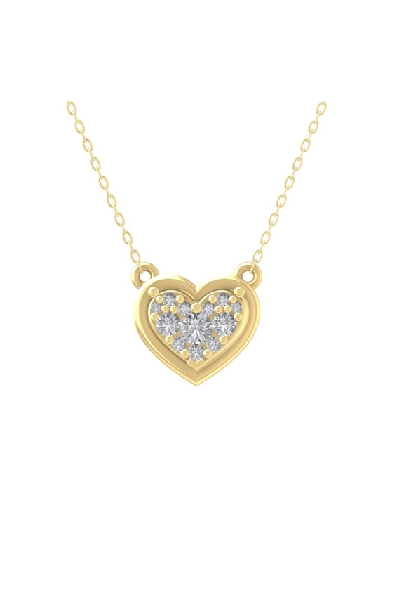 FINE JEWELRY 10K Yellow Gold Diamond Heart Pendant with Gold Plated Silver Cable Chain Necklace (1/5 cttw, I-J Color, I2-I3 Clarity) 18"