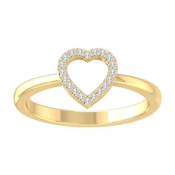 ARAIYA FINE JEWELRY 10K Yellow Gold Diamond Heart Ring (1/10 cttw, I-J Color, I2-I3 Clarity) Size 8.5