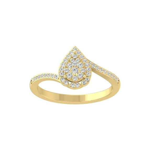 ARAIYA FINE JEWELRY 10K Yellow Gold Diamond Pear Shaped Promise Engagement Ring (1/4 cttw, I-J Color, I2-I3 Clarity) Size 7.5