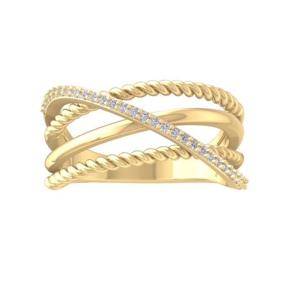 ARAIYA FINE JEWELRY 10K Yellow Gold Diamond Rope Ring (1/6 cttw, I-J Color, I2-I3 Clarity) Size 6