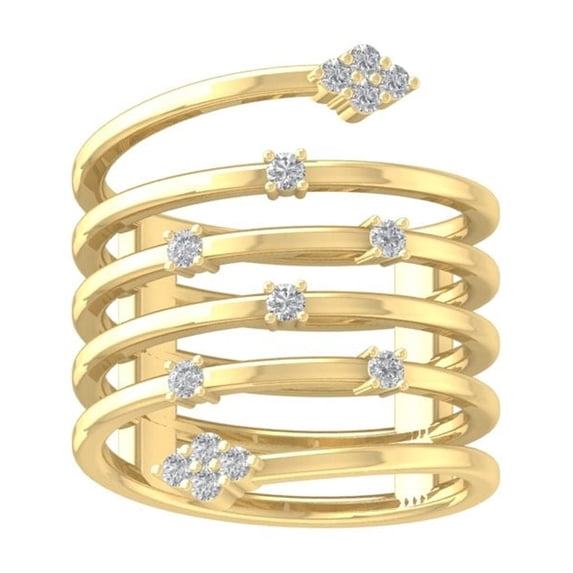 ARAIYA FINE JEWELRY 10K Yellow Gold Diamond Snake Band Ring (1/4 cttw, I-J Color, I2-I3 Clarity) Size 9