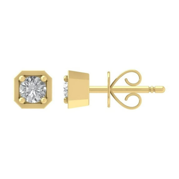 ARAIYA FINE JEWELRY 10K Yellow Gold Diamond Solitaire Stud Earrings (1/2 cttw, I2-I3 Clarity, I-J Color)