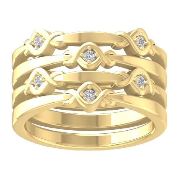 ARAIYA FINE JEWELRY 10K Yellow Gold Diamond Stackable Band Ring (1/8 cttw, I-J Color, I2-I3 Clarity) Size 5