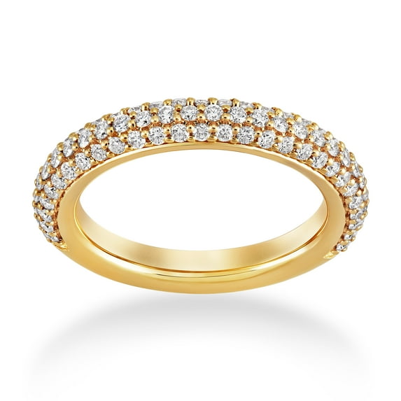 ARAIYA FINE JEWELRY 10K Yellow Gold Diamond Three Row Eternity Band Ring (7/8 cttw, I-J Color, I2-I3 Clarity), Size 10