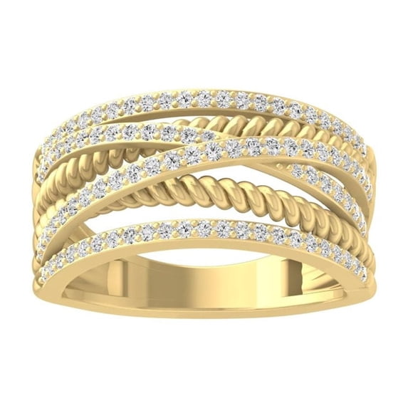 ARAIYA FINE JEWELRY 10K Yellow Gold Diamond Wedding Anniversary Band Ring (1/2 cttw, I-J Color, I2-I3 Clarity) Size 9.5