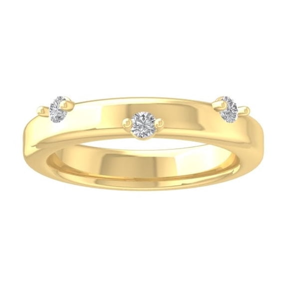 ARAIYA FINE JEWELRY 10K Yellow Gold Diamond Wedding Band Ring (1/20 cttw, I-J Color, I2-I3 Clarity) Size 7