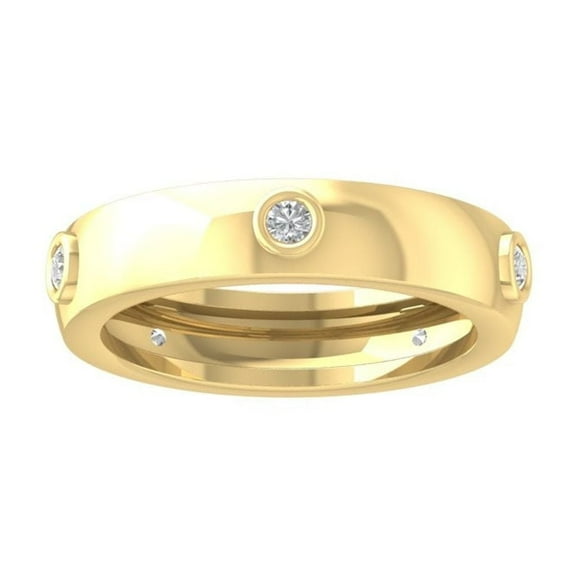 ARAIYA FINE JEWELRY 10K Yellow Gold Diamond Wedding Band Ring (1/4 cttw, I-J Color, I2-I3 Clarity) Size 7