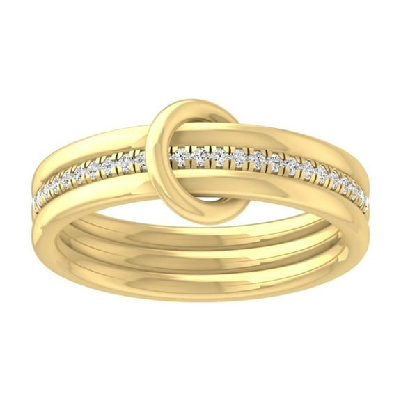 ARAIYA FINE JEWELRY 10K Yellow Gold Diamond Wedding Band Ring (1/8 cttw, I-J Color, I2-I3 Clarity) Size 6.5