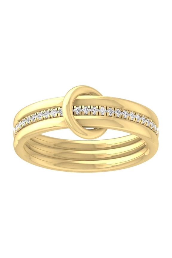 FINE JEWELRY 10K Yellow Gold Diamond Wedding Band Ring (1/8 cttw, I-J Color, I2-I3 Clarity) Size 7.5
