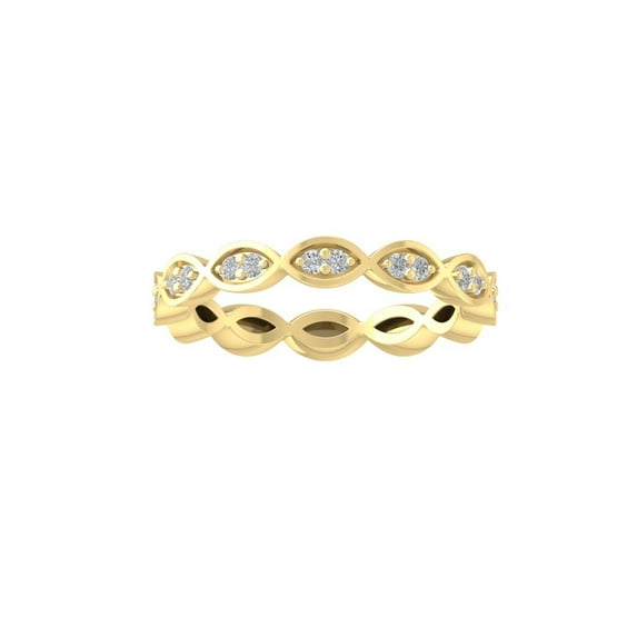 ARAIYA FINE JEWELRY 10K Yellow Gold Diamond Wedding Band Ring (1/8 cttw, I-J Color, I2-I3 Clarity) Size 7
