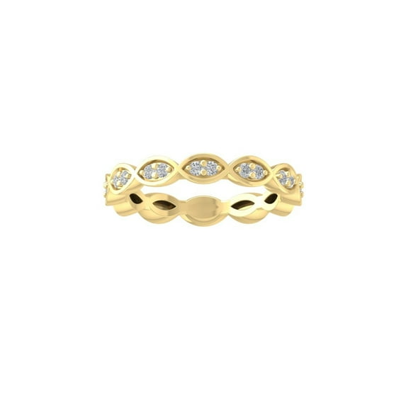 ARAIYA FINE JEWELRY 10K Yellow Gold Diamond Wedding Band Ring (1/8 cttw, I-J Color, I2-I3 Clarity) Size 7