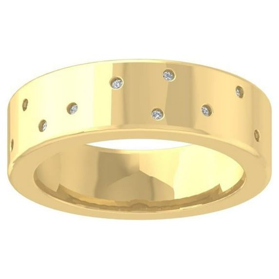 ARAIYA FINE JEWELRY 10K Yellow Gold Diamond Wedding Band Ring for Men's (1/8 cttw, I-J Color, I2-I3 Clarity) Size 7.5