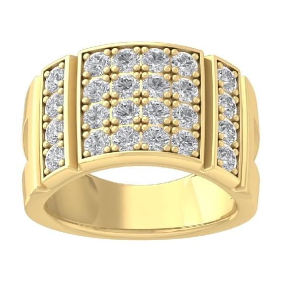 ARAIYA FINE JEWELRY 10K Yellow Gold Diamond Wedding Band Ring for Men's (2 1/8 cttw, I-J Color, I2-I3 Clarity) Size 9.5