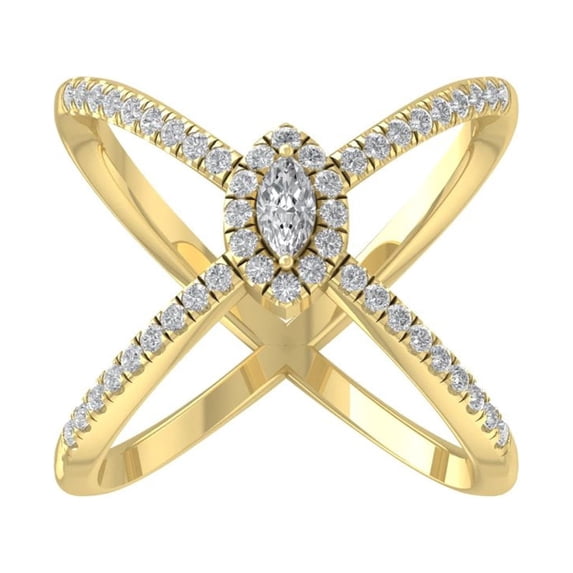 ARAIYA FINE JEWELRY 10K Yellow Gold Lab-Grown Diamond Anniversary Ring (1/2 cttw Round-shape Lab-Grown Diamonds (D-F Color, VS Clarity) Size 6