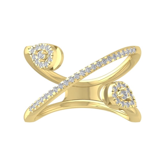 ARAIYA FINE JEWELRY 10K Yellow Gold Lab-Grown Diamond Anniversary Ring (1/45 cttw Round-shape Lab-Grown Diamonds (D-F Color, VS Clarity) Size 6.5