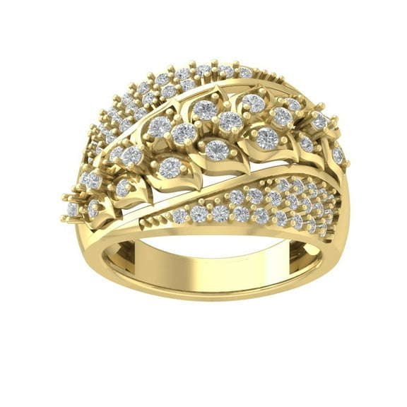 ARAIYA FINE JEWELRY 10K Yellow Gold Lab-Grown Diamond Anniversary Ring (1 cttw Round-shape Lab-Grown Diamonds (D-F Color, VS Clarity) Size 6