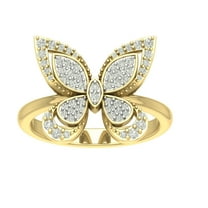 ARAIYA FINE JEWELRY 10K Yellow Gold Lab Grown Diamond Butterfly Cluster Ring (1/3 cttw, D-F Color, VS Clarity), Size 7