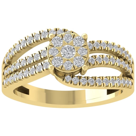ARAIYA FINE JEWELRY 10K Yellow Gold Lab Grown Diamond Bypass Ring (5/8 cttw, D-F Color, VS Clarity), Size 6.5