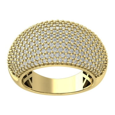 ARAIYA FINE JEWELRY 10K Yellow Gold Lab Grown Diamond Cluster Band Ring (1 1/2 cttw, D-F Color, VS Clarity), Size 7