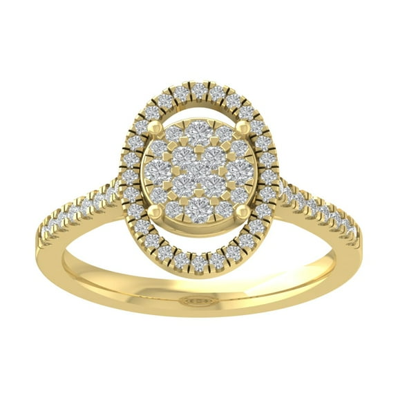 ARAIYA FINE JEWELRY 10K Yellow Gold Lab Grown Diamond Cluster Band Ring (1/2 cttw, D-F Color, VS Clarity), Size 7