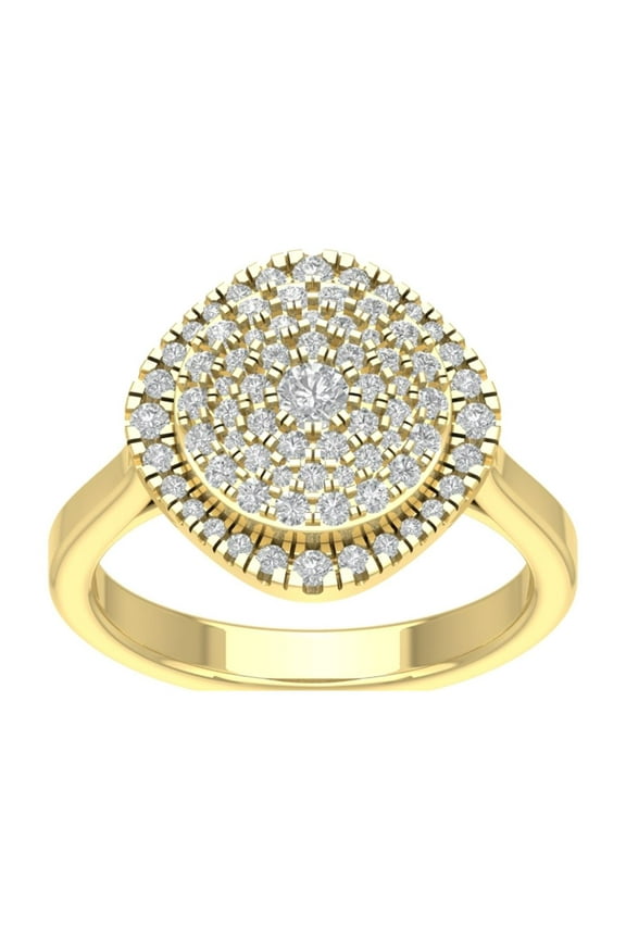 FINE JEWELRY 10K Yellow Gold Lab Grown Diamond Cluster Band Ring (3/4 cttw, D-F Color, VS Clarity), Size 10