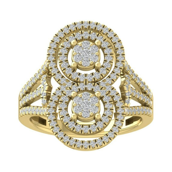 ARAIYA FINE JEWELRY 10K Yellow Gold Lab Grown Diamond Cluster Band Ring (3/4 cttw, D-F Color, VS Clarity), Size 8