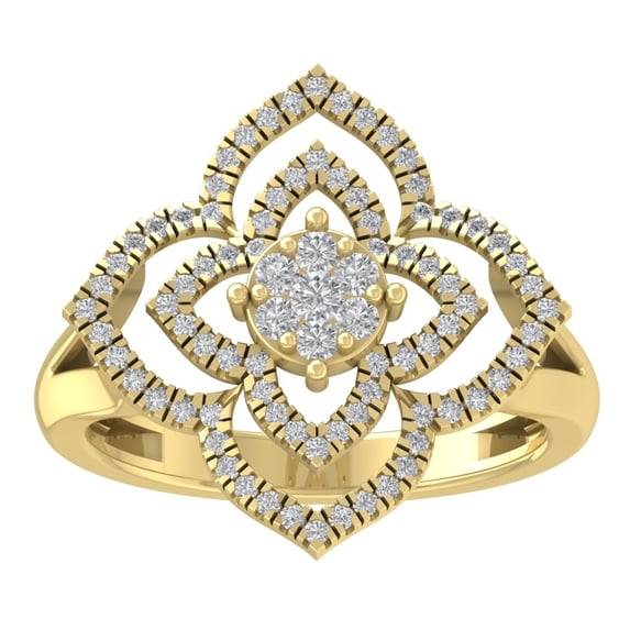 ARAIYA FINE JEWELRY 10K Yellow Gold Lab Grown Diamond Cluster Ring (1/2 cttw, D-F Color, VS1 Clarity) Size 10