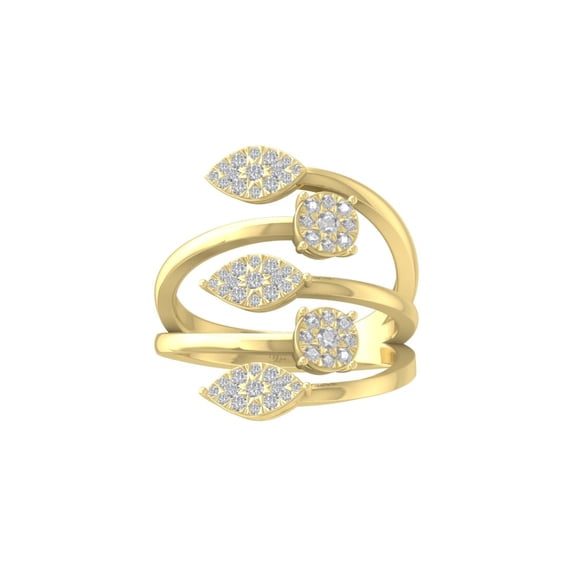 ARAIYA FINE JEWELRY 10K Yellow Gold Lab Grown Diamond Cluster Ring (1/2 cttw, D-F Color, VS1 Clarity) Size 5.5