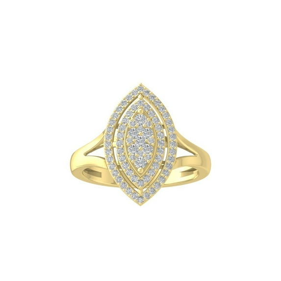 ARAIYA FINE JEWELRY 10K Yellow Gold Lab Grown Diamond Cluster Ring (1/2 cttw, D-F Color, VS1 Clarity) Size 9.5
