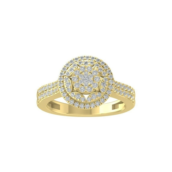 ARAIYA FINE JEWELRY 10K Yellow Gold Lab Grown Diamond Cluster Ring (5/8 cttw, D-F Color, VS1 Clarity) Size 6