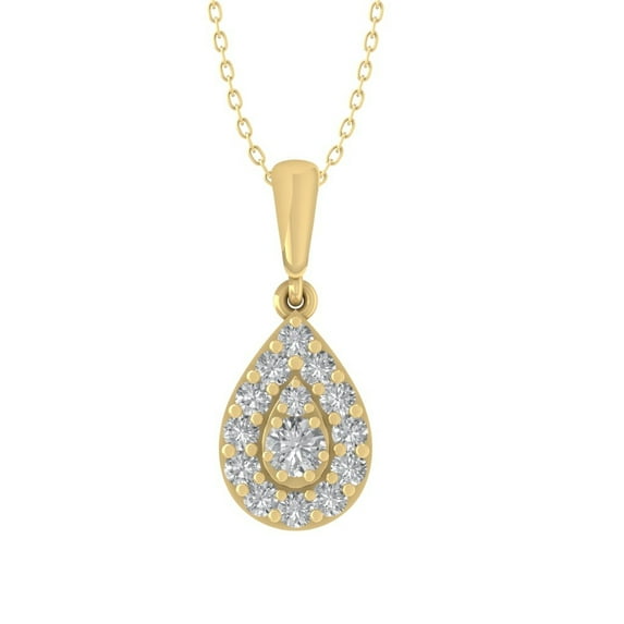 ARAIYA FINE JEWELRY 10K Yellow Gold Lab Grown Diamond Composite Cluster Pendant with Gold Plated Silver Cable Chain Necklace (1/2 cttw, D-F Color, VS Clarity) 18"