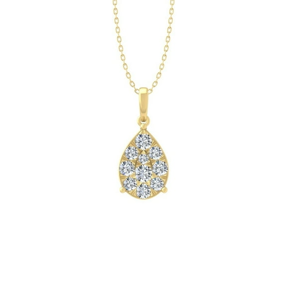 ARAIYA FINE JEWELRY 10K Yellow Gold Lab Grown Diamond Composite Cluster Pendant Silver Yellow Plating Cable Chain Necklace (1/2 cttw, D-F Color, VS Clarity) 18"