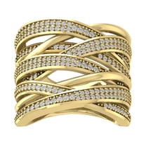 ARAIYA FINE JEWELRY 10K Yellow Gold Lab Grown Diamond Criss Cross Band Ring (3/4 cttw, D-F Color, VS Clarity), Size 7