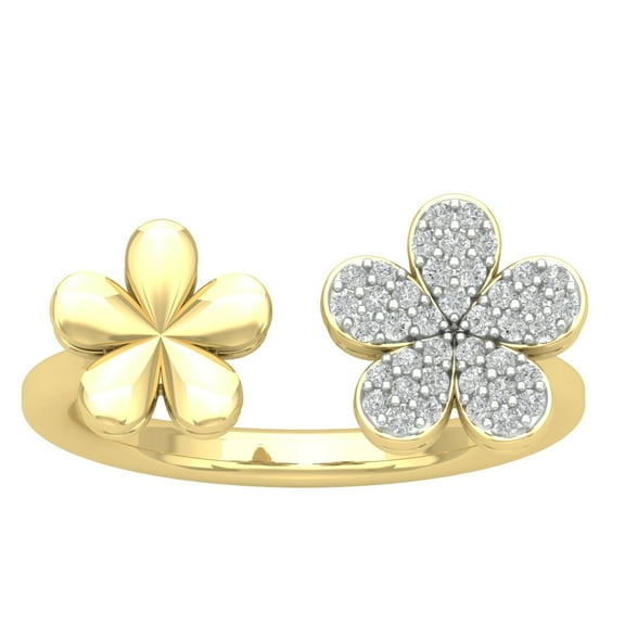 ARAIYA FINE JEWELRY 10K Yellow Gold Lab Grown Diamond Double Flower Ring (1/5 cttw, D-F Color, VS Clarity), Size 7