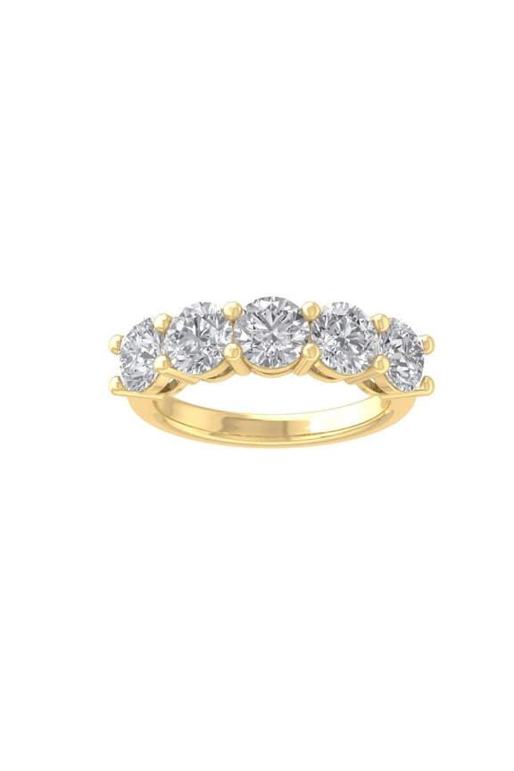 FINE JEWELRY 10K Yellow Gold Lab Grown Diamond Five-Stone Wedding Band Ring (1/2 cttw, D-E Color, VS Clarity) Size 7