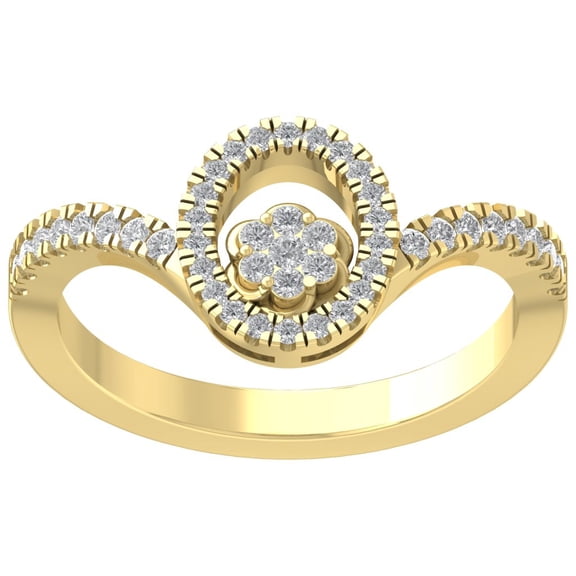 ARAIYA FINE JEWELRY 10K Yellow Gold Lab Grown Diamond Flower Band Ring (1/3 cttw, D-F Color, VS Clarity), Size 5.5