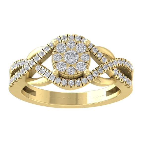 ARAIYA FINE JEWELRY 10K Yellow Gold Lab Grown Diamond Halo Band Ring (1/2 cttw, D-F Color, VS Clarity), Size 9