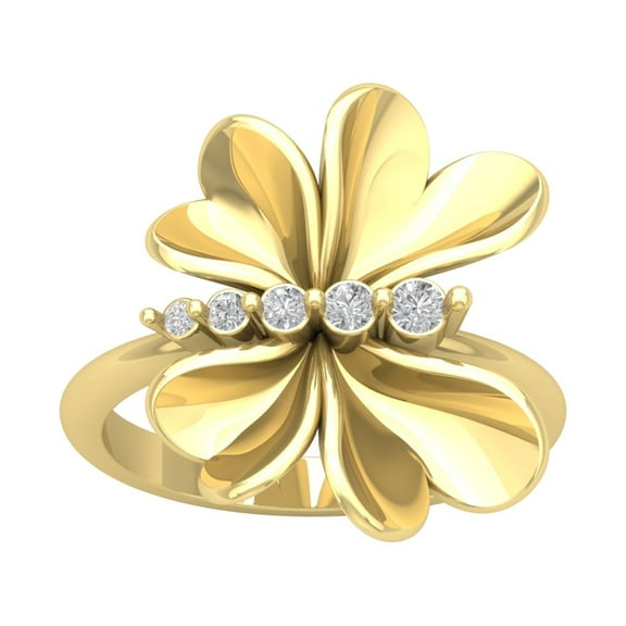 ARAIYA FINE JEWELRY 10K Yellow Gold Lab Grown Diamond Heart Flower Shape Ring (1/6 cttw, D-F Color, VS Clarity), Size 7
