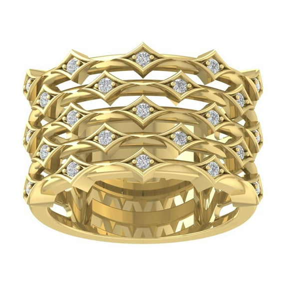 ARAIYA FINE JEWELRY 10K Yellow Gold Lab Grown Diamond Multi Row Band Ring (1/5 cttw, D-F Color, VS Clarity), Size 7