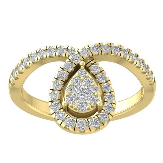 ARAIYA FINE JEWELRY 10K Yellow Gold Lab Grown Diamond Pear Shape Band Ring (5/8 cttw, D-F Color, VS Clarity), Size 6