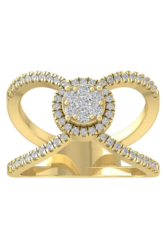 FINE JEWELRY 10K Yellow Gold Lab Grown Diamond Space Band Ring (1/2 cttw, D-F Color, VS Clarity), Size 8