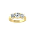 thumbnail image 1 of ARAIYA FINE JEWELRY 10K Yellow Gold Lab Grown Diamond Three-Stone Wedding Band Ring (2 cttw, D-E Color, VS Clarity) Size 9, 1 of 6