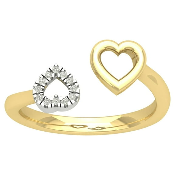 ARAIYA FINE JEWELRY 10K Yellow Gold Lab Grown Diamond Two Heart Space Ring (1/20 cttw, D-F Color, VS Clarity), Size 7