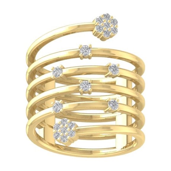 ARAIYA FINE JEWELRY 10K Yellow Gold Lab Grown Diamond Wedding Band Ring (1/3 cttw, D-F Color, VS Clarity) Size 6.5