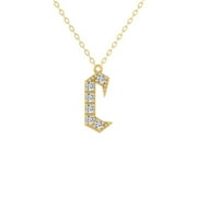 ARAIYA FINE JEWELRY 10K Yellow Gold Lab Grown Diamond letter " c " Initial Pendant Silver Yellow Plating Cable Chain Necklace (1/5 cttw, D-F Color, VS Clarity) 18 "