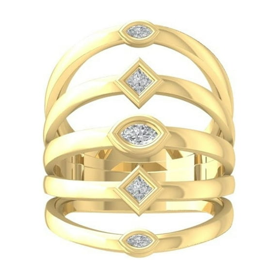 ARAIYA FINE JEWELRY 10K Yellow Gold Marquise and princess-shape Diamond Wedding Band Ring (1/2 cttw, I-J Color, I2-I3 Clarity) Size 6.5